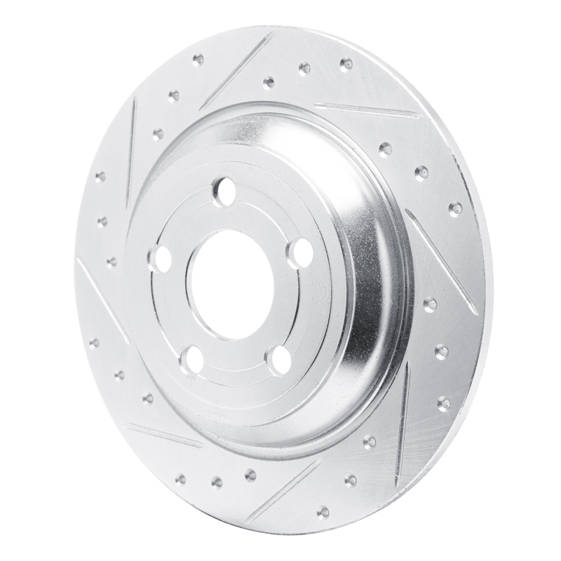 Ford Maverick Brake Rotor (1) - Rear Left - R1 Concepts - Drilled & Slotted - Silver - `22-`25